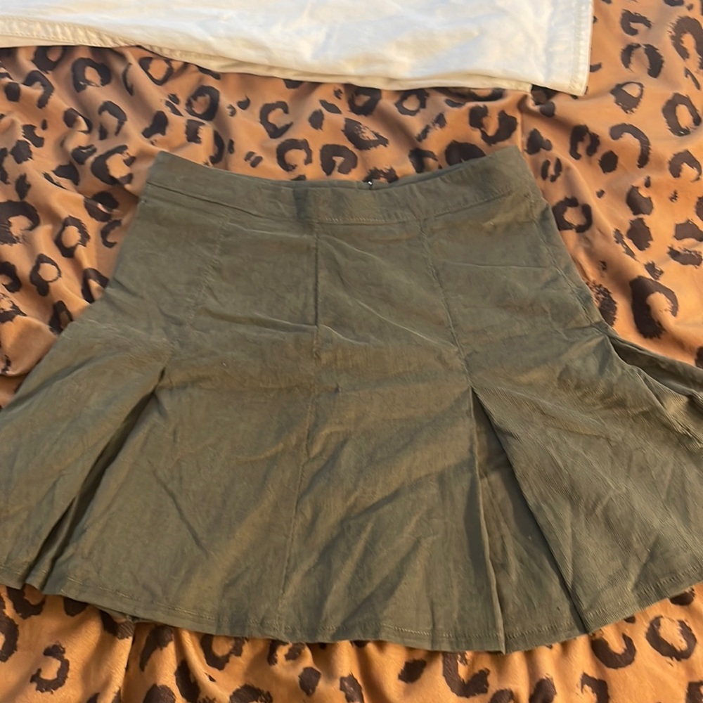 Olive green mini skirt
